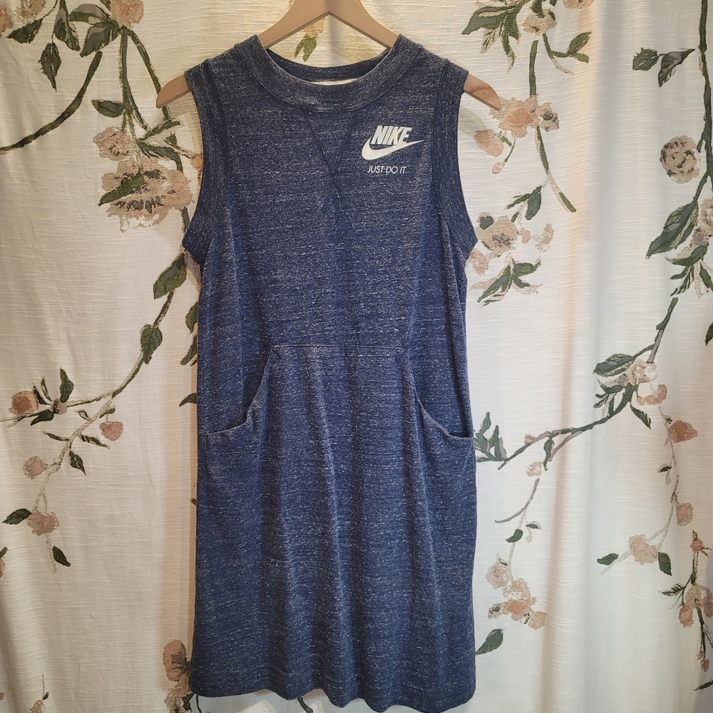 Nike Just Do it Jersey Navy Tennis Dress w/ Fron Pocket Size Small